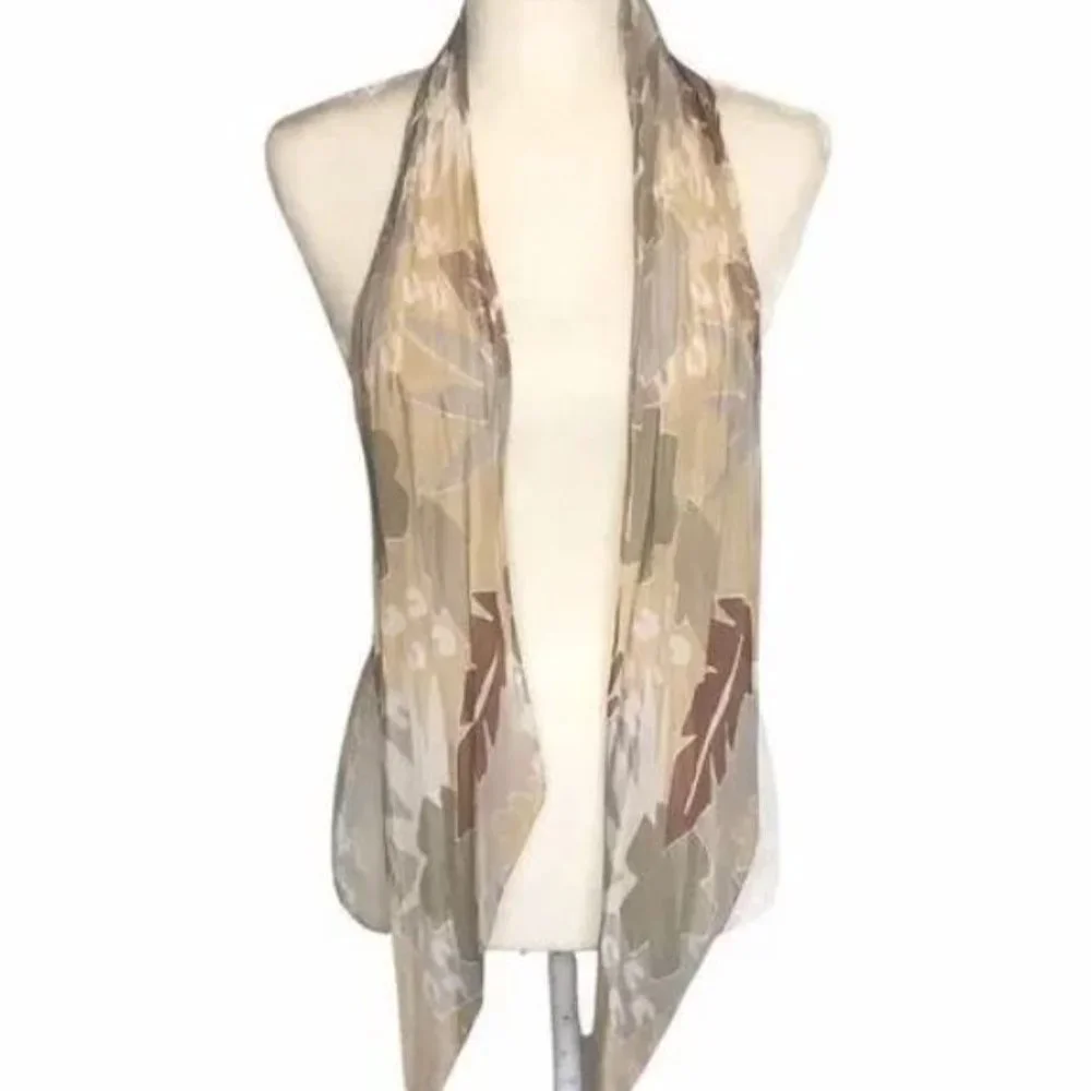 Liz Claiborne Leaf Scarf Long Rectangle Neutral - Picture 3 of 6